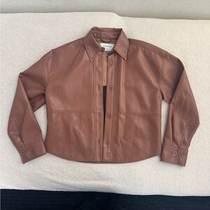 Babaton faux leather Pelli hip Shirt Jacket in brown size xxs